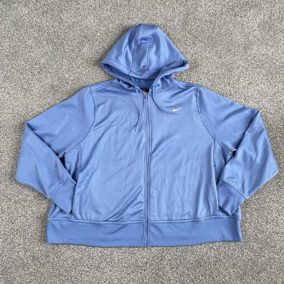 Nike Therma-Fit One Womens Full Zip Hooded Sweatshirt Blue Plus Size 2X - Picture 1 of 12